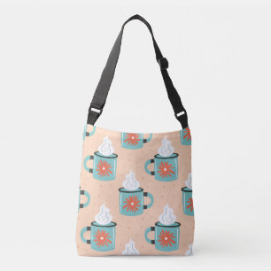 Light Blue Cup Seamless Pattern. Crossbody Bag