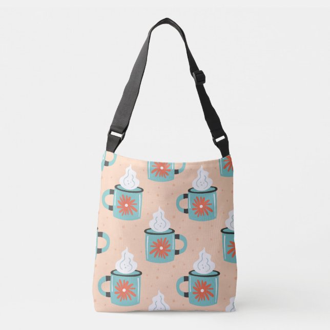 Light Blue Cup Seamless Pattern. Crossbody Bag (Front)