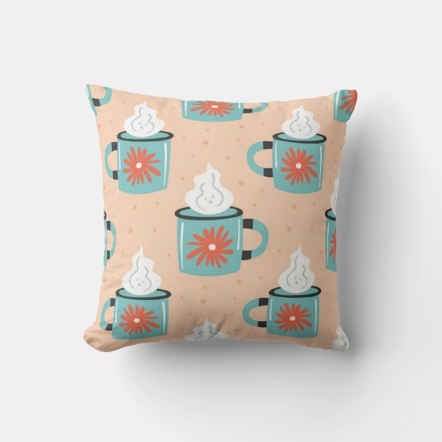 Light Blue Cup Seamless Pattern. Cushion (Front)
