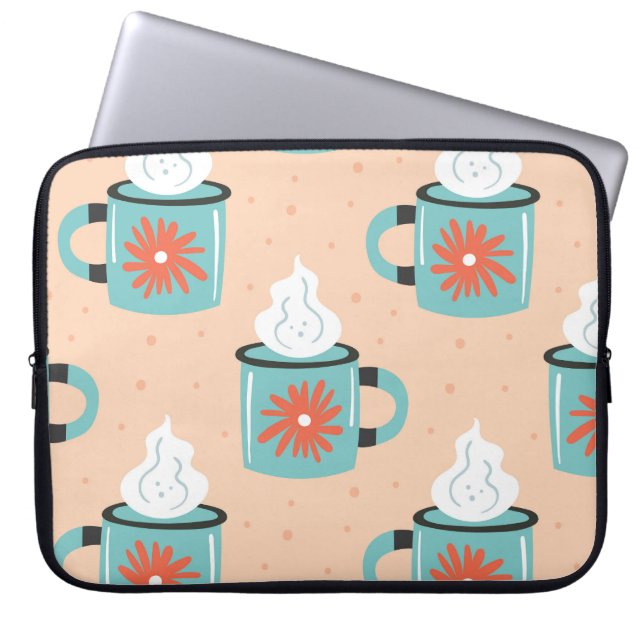Light Blue Cup Seamless Pattern. Laptop Sleeve (Front)