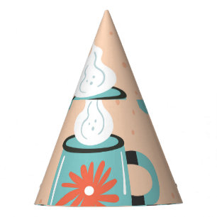 Light Blue Cup Seamless Pattern. Party Hat