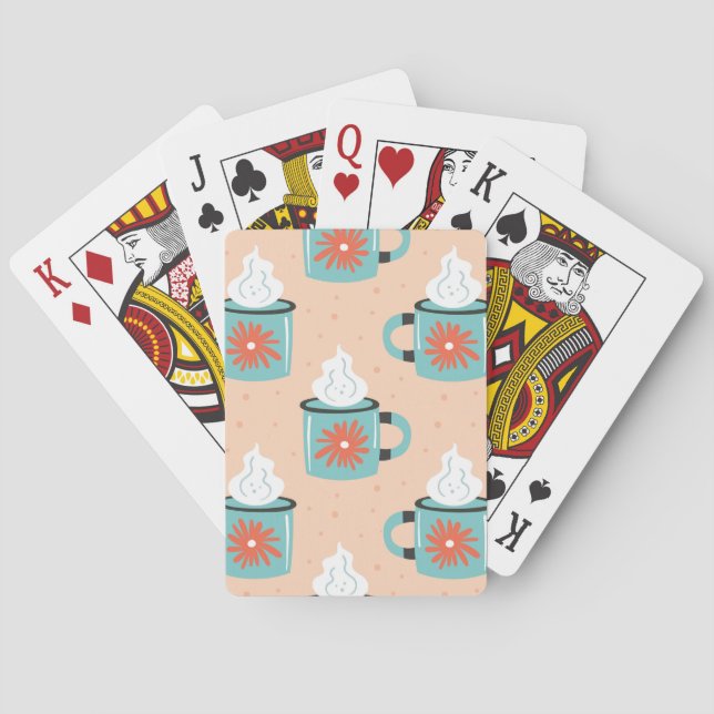 Light Blue Cup Seamless Pattern. Playing Cards (Back)
