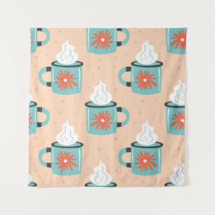 Light Blue Cup Seamless Pattern. Tapestry