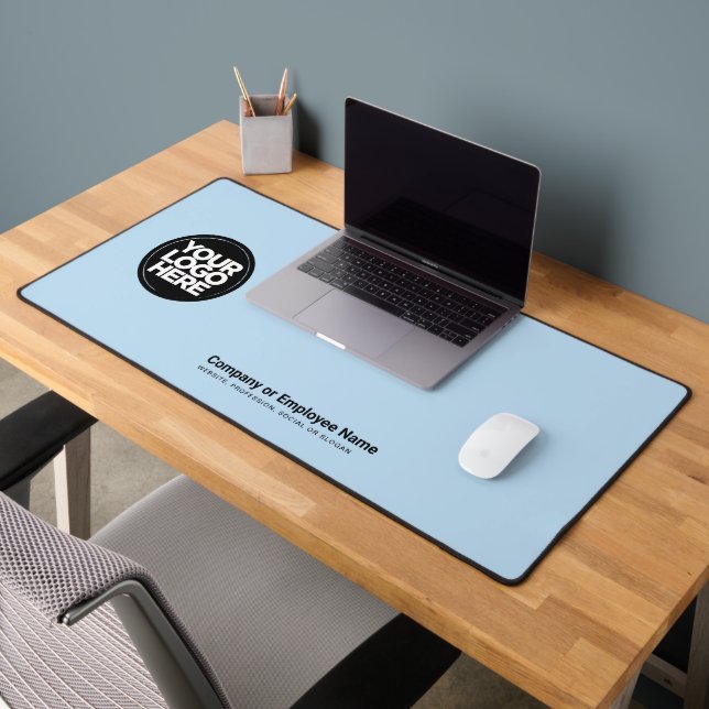 Light Blue | Custom Business Logo Name, Slogan Desk Mat (Office 2)