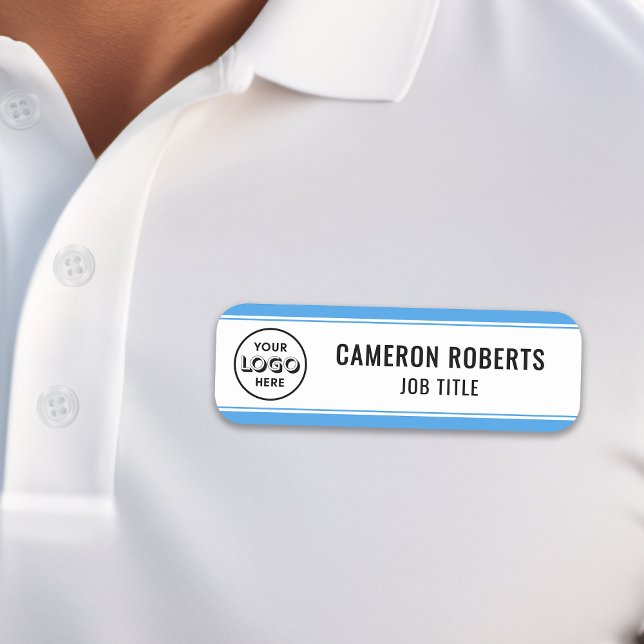 Light Blue Custom Company Logo Employee Name Tag (Creator Uploaded)