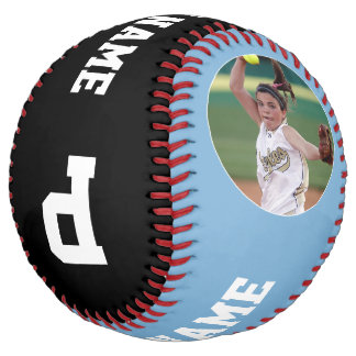 Light Blue Custom Player Photo Name and Number Softball