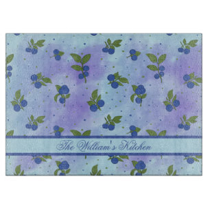 Light Blue Cute Blueberry Pattern Cutting Board