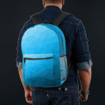 Light blue cyan Gradient Geometric Mesh Pattern Printed Backpack<br><div class="desc">Light blue cyan Gradient Geometric Mesh Pattern Printed Backpack. Cool fashion accessory bag for everyone. Blue Triangle geometric mesh with light to dark ombre gradient design.</div>