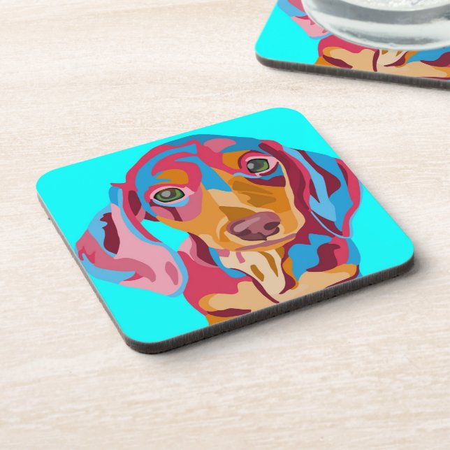 Light Blue Dachshund Drink Coasters (Left Side)