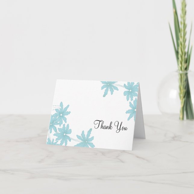 Light Blue Daisies Bridesmaid Thank You Card (Front)