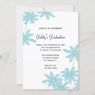 Light Blue Daisies Graduation Party Invitation