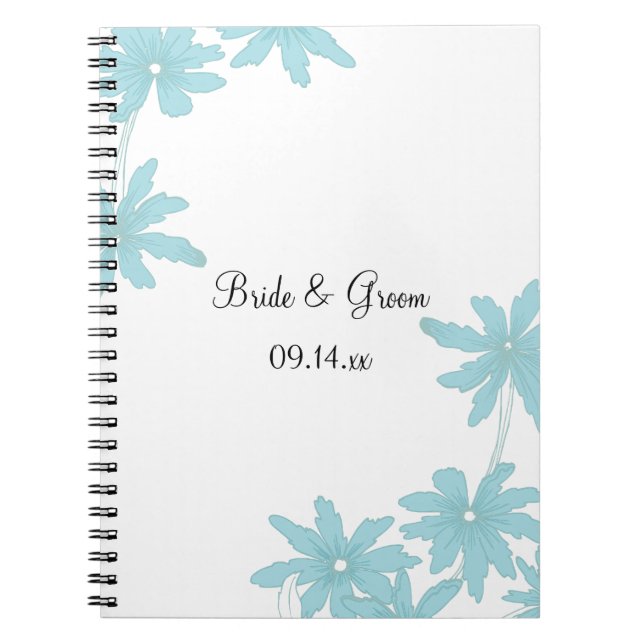 Light Blue Daisies Wedding Notebook (Front)