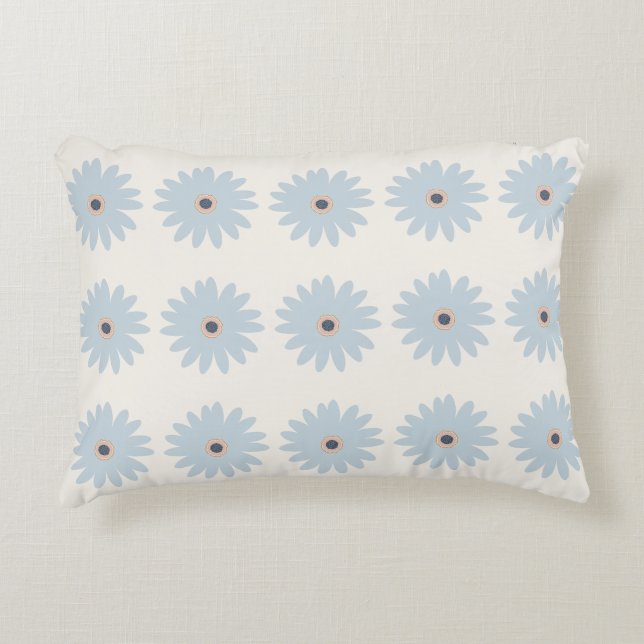 Light Blue Daisy Decorative Cushion (Front)