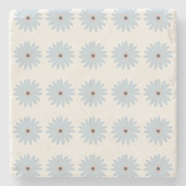 Light Blue Daisy Stone Coaster (Front)