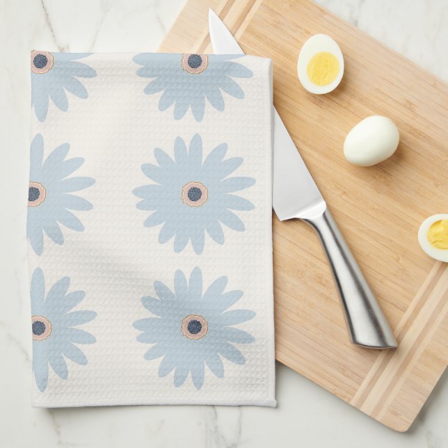 Light Blue Daisy Tea Towel (Quarter Fold)