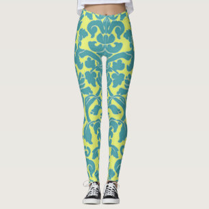 Light Blue Damask Leggings