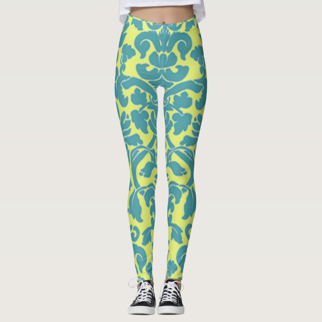 Light Blue Damask Leggings (Front)
