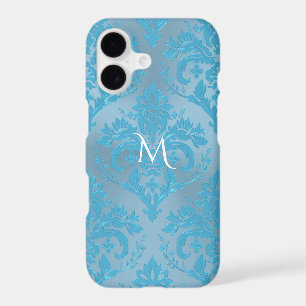 Light Blue Damask Monogram iPhone X Case