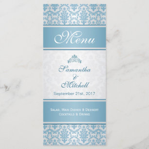 Light blue damask on silver Menu