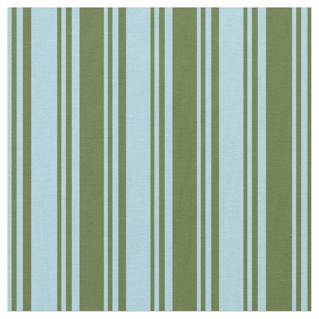 Light Blue & Dark Olive Green Coloured Stripes Fabric (Close Up)