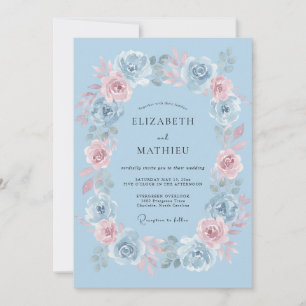 Light Blue Delicate Floral Wedding Invitation