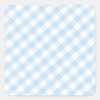 Light blue diagonal gingham pattern square sticker