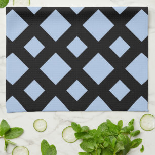 Light Blue Diamonds on Black Tea Towel