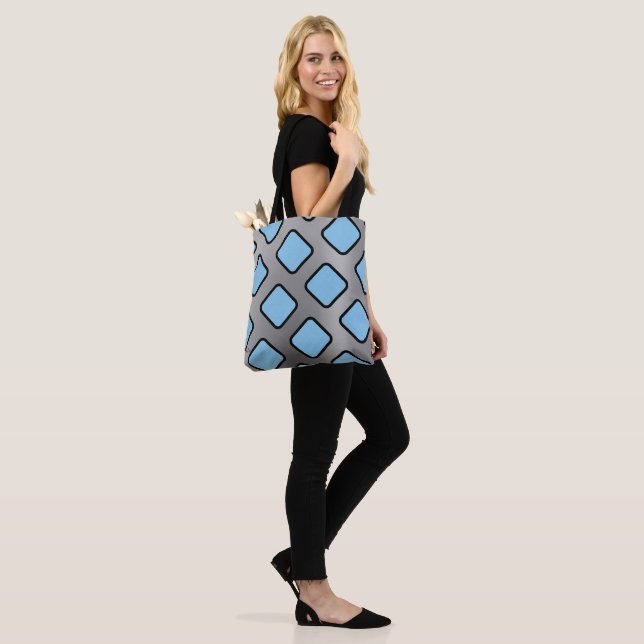 Light Blue Diamonds on Silver Background Tote Bag (On Model)