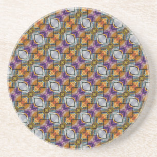 Light Blue Diamonds With Purple and Gold 2 Coaster