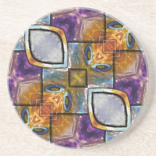 Light Blue Diamonds With Purple and Gold Coaster
