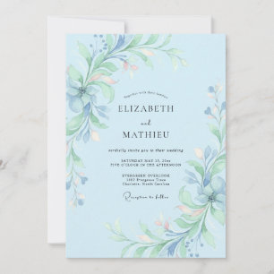 Light Blue Dreamy Spring Wedding Invitation