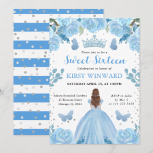 Light Blue Dress Red Hair Princess Sweet 16 Invitation