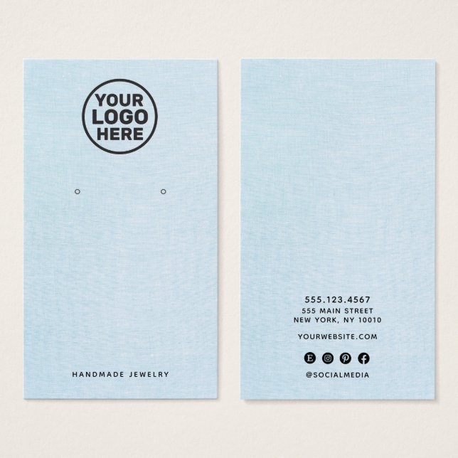 Light Blue Earring  Add Logo Display Holder (Front & Back)