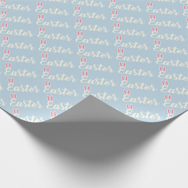 Light Blue “Easter” Script Wrapping Paper (Corner)