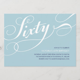 Light Blue Elegant 60th Birthday Invitations