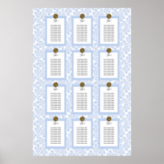 Light Blue Elegant Floral Toile Seating Chart
