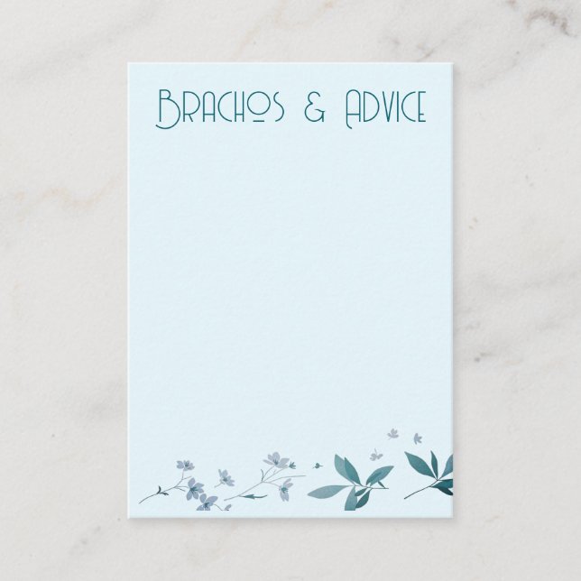 Light blue elegant flowers and leaves cup enclosure card (Front)