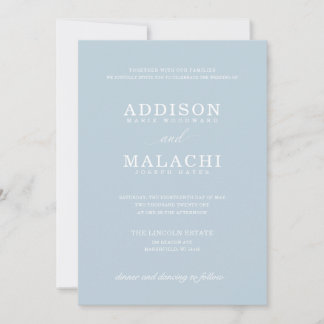 Light Blue Elegant Minimalist Wedding Invitation