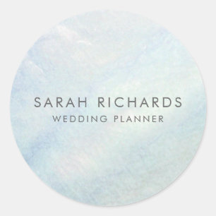Light Blue Elegant Mother of Pearl Classic Round Sticker