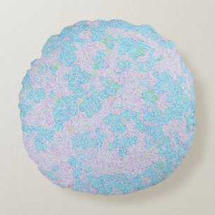 Light blue elegant patterns aqua round cushion