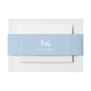 Light Blue Elegant Pretty Wedding Invitation Belly Band