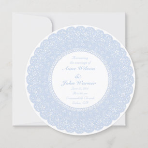 Light blue elegant round lace photo invitation