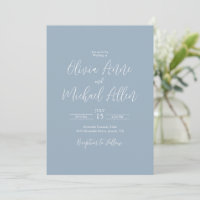 Light Blue Elegant Script Wedding Invitation