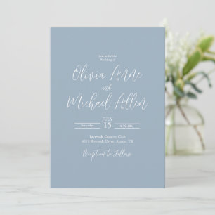 Light Blue Elegant Script Wedding Invitation