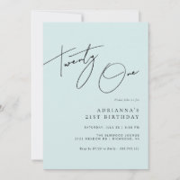 Light Blue | Elegant Script Women's 21st Birthday