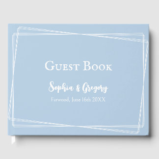 Light Blue Elegant White Script Custom Wedding Guest Book