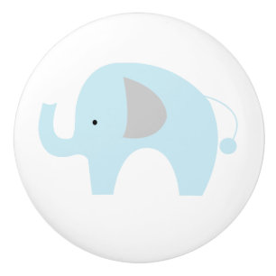 Light Blue Elephant Ceramic Knob Drawer Pull