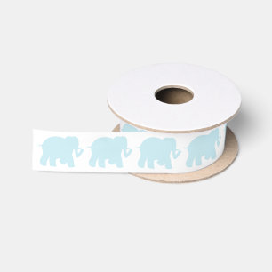 Light blue elephants ribbon satin ribbon