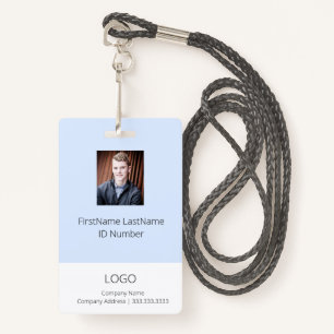 Light Blue Employee ID Badge with Barcode