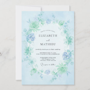 Light Blue Ethereal Bloom Wedding Invitation